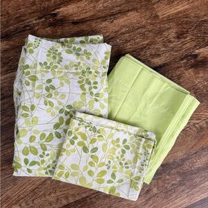 Vintage sears and roebuck perma-prest green vine leaves full sheet set